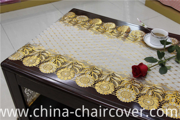 50cm Vinyl Long Lace Table Runner Gold/Silver